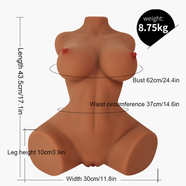 Mia 19.3LB Ultra Realistic Sex Torso Doll - Brown, Premium Realistic Women's Torso Doll